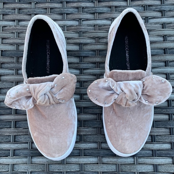 Rebecca MINKOFF Women’s Stacey Velvet Studded Bow Slip-On Sneakers - Picture 3 of 17